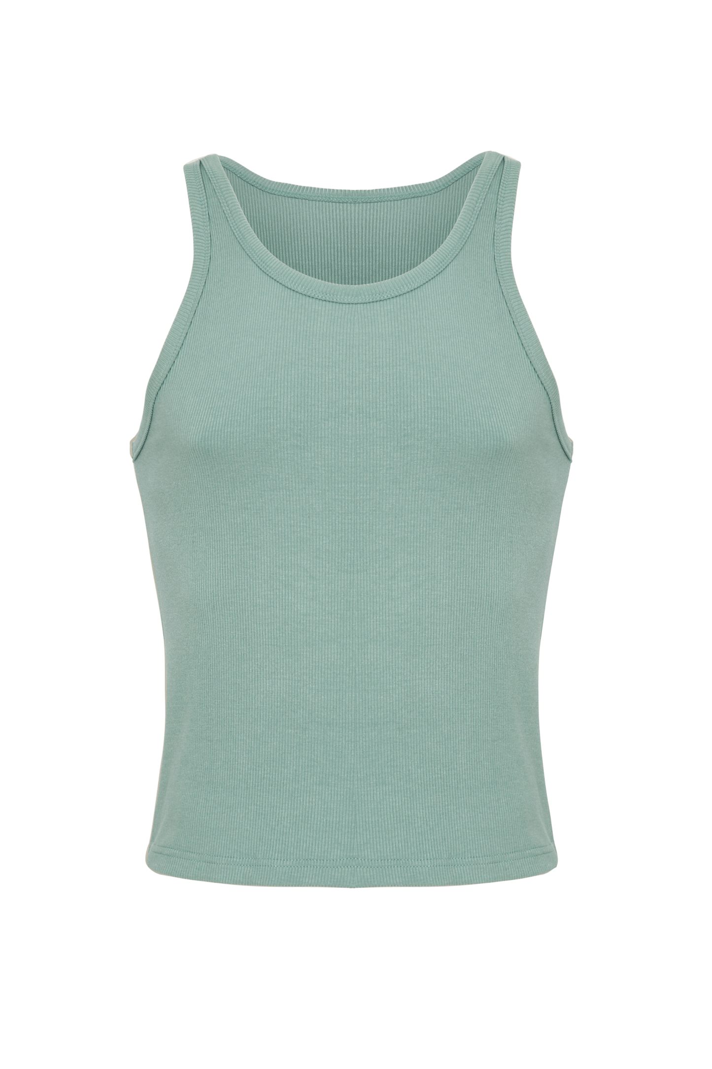 Cotton Rib Crop Tank | Grey Sage