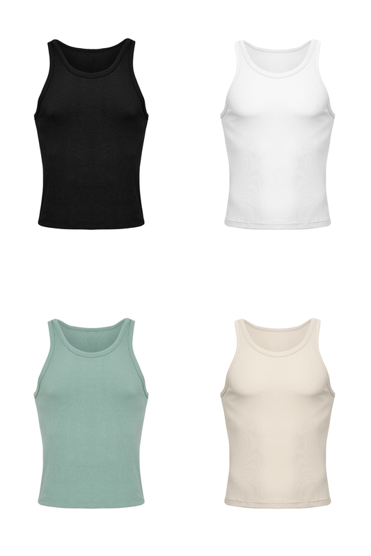 Cotton Rib Crop Tank 4-Pack